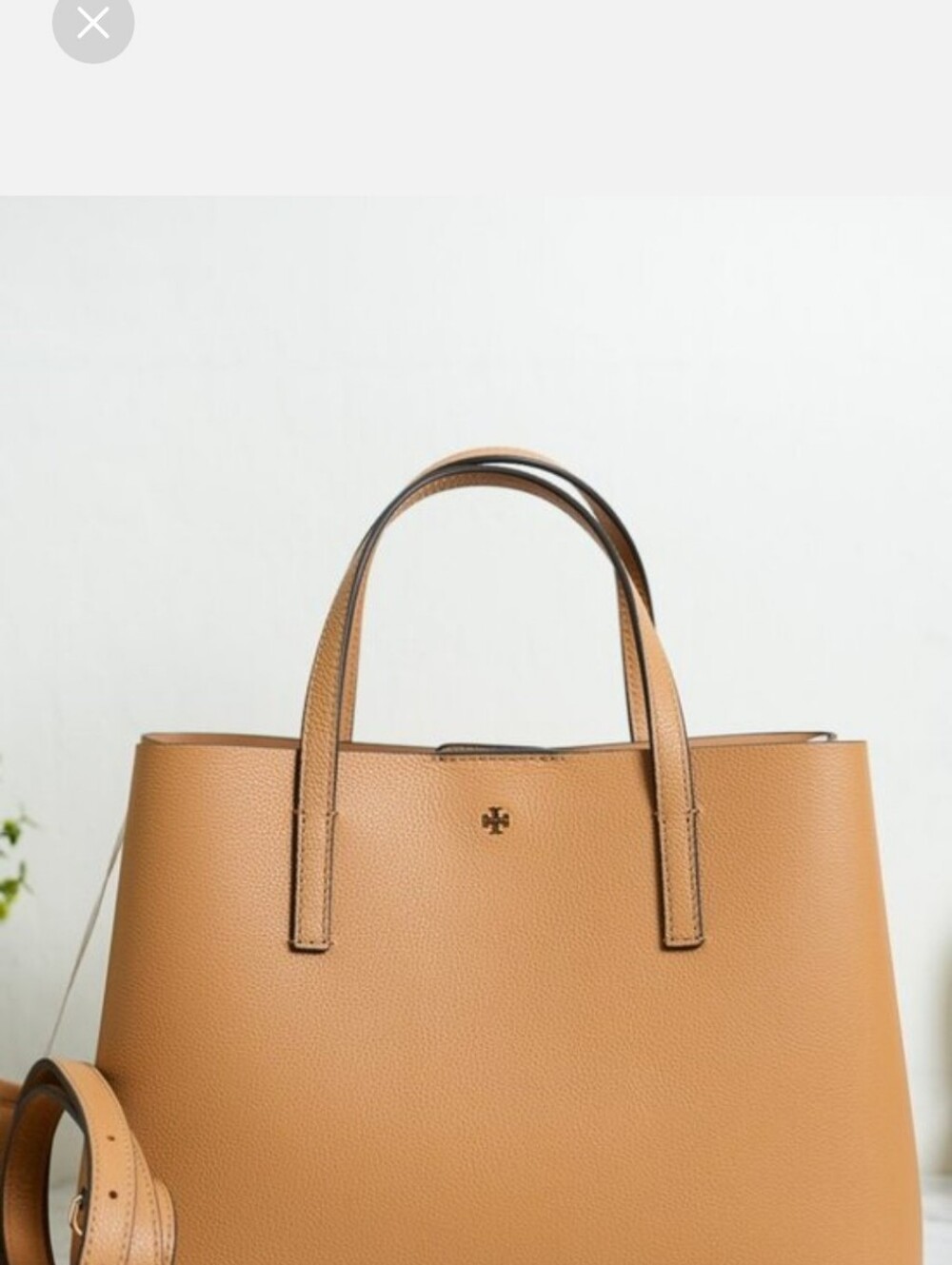 Tory Burch Caramel Tan Pebbled Leather Tote with Shoulder Strap